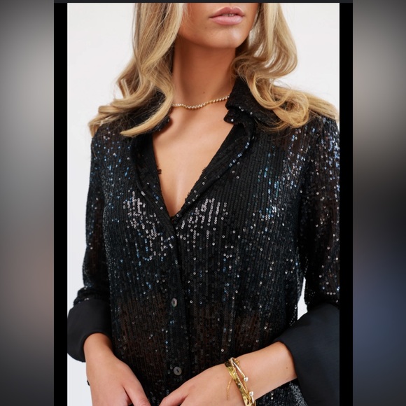 Anthropology Black Sequin Women's Top - Picture 1 of 5